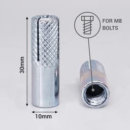 Beton Ankers - Pluggen Bouten - Vast Bevestigen - Gekarteld Oppervlak - M8 x 30 mm - Zilver — thumbnail 4
