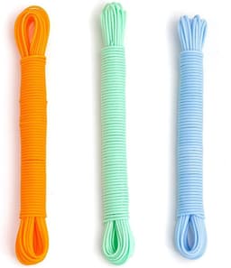 Waslijn Touwen - Kleding Lijnen - Buiten Droge Kleding - Weerbestendig Plastic - 3 Stuks 45 Voet - Meerkleurig — thumbnail 1
