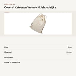 Dailygoods- Waszak Grote Capaciteit - Katoenen Waszak - Huishoudelijke Opslagzak - Reizen - Ecologisch Katoen - Sluiting met Koord - Opbergtas — thumbnail 3