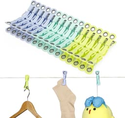 24 stuks wasknijpers met haken, kunststof clothes pegs, stabiel met ronde gaten, meerkleurig, anti-markerende wasknijpers voor ondergoed, broeken, T-shirts, sokken, pluche speelgoed — thumbnail 1