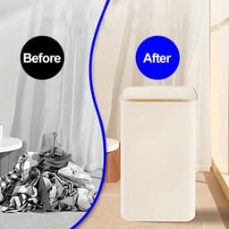 Wasmand met Deksel - Smalle mand - Kleding Opbergen - Verwijderbare Binnenzak - 100 Liter - Grijs — thumbnail 3