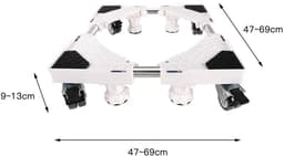Linkforu - Verstelbare Wasmachine Verhoger - Verrijdbare Onderwagen - Anti Vibratie - 47-69 CM – Wit — thumbnail 5