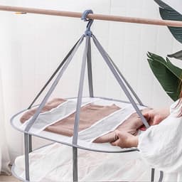 Opvouwbaar droogrek met 3 niveaus en gaas – 77 cm L x 61 cm B x 78 cm H - Geschikt voor het drogen van zware truien, ondergoed, sokken, gebreide kleding, knuffels, katoenen pantoffels — thumbnail 2