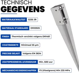 Paalhouder met Punt - Grondanker - Stevig Plaatsen - Dubbel Bout Systeem - 75 x 75 x 600mm - Gegalvaniseerd — thumbnail 2