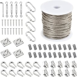 Waslijnset - Stalen kabel - Buiten ophangen - PVC gecoat - 30 meter - Zwart — thumbnail 1