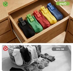 Set van 30 Plastic Sock Clips met Haakjes voor Wasmachine en Droger - Mini Kledingknijpers voor Organiseren, Opslaan en Drogen van Sokken — thumbnail 3