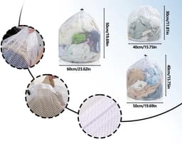 3-delige Wasnet Set voor Wasmachine, Herbruikbare Grofmazige Wasnetten met Koordstopper, 30 x 40 cm, 40 x 50 cm, 50 x 60 cm, Ideaal voor Kleding en Delicate Was — thumbnail 3