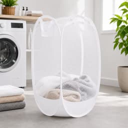 HEM Pop-up Wasmand 64 Liter – Opvouwbare Laundry Basket – Inklapbare Wasbox met Mesh – Wit – Inclusief HEM Microvezeldoekje — thumbnail 1
