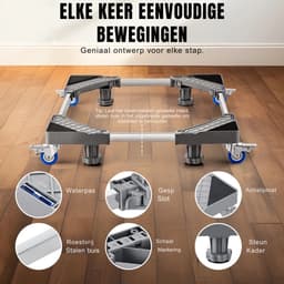 Damenzo - Wasmachine verhoger - Koelkast verhoger - Draagvermogen tot 400 kg - Verstelbaar 40,64 tot 68,58cm - Grijs - RVS — thumbnail 4