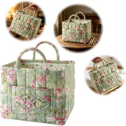 Bloemen Opbergmand - Grote Gewatteerde Opvouwbare Mand met Handvatten - Baby Kledingmand Wasmand Organizer voor Auto, Thuis, Picknick - Meerkleurig - 1 Stuk — thumbnail 4