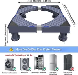 Verstelbare Verhoging voor Wasmachine en Droger met Antislip en Schokdemping — thumbnail 4