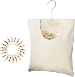 Wasknijper Tas - Opberghoes Knijpers - Wassen Organiseren - Met Ophanghaak - 32x27cm - Beige — thumbnail 1