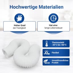 Afvoerslang Airco - Flexibele slang - Mobiele koeling - Met slangklemmen - 3 meter 125 mm - Wit — thumbnail 3
