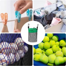 Wasknijper Tas - Opbergzak Kleding - Wasknijpers Organiseren - Mesh Met Haken - 30 x 20 cm - Groen — thumbnail 2