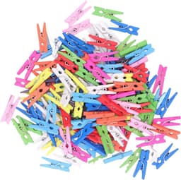 Houten Wasknijpers - Kleine Knijpers - Knutselen en Decoreren - Vochtbestendig Hout - 100 Stuks - Felgekleurd — thumbnail 1