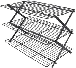 Dailygoods- Koelrek 3-laags Opvouwbaar - Verstelbaar - Stapelbaar - Ruimtebesparend - Voor Bakken/Drogen - 17,3 x 10 Inch - Bakrek — thumbnail 1