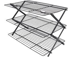 Dailygoods- Koelrek 3-laags Opvouwbaar - Verstelbaar - Stapelbaar - Ruimtebesparend - Voor Bakken/Drogen - 17,3 x 10 Inch - Bakrek