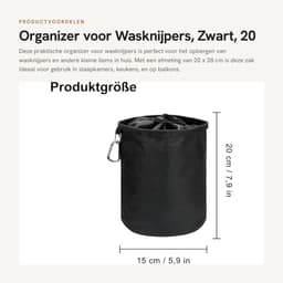 Dailygoods- Klemmerzak groot - wasknijpersorganizer - opbergtas voor cosmetica - polyester - zwart - waterdicht — thumbnail 5