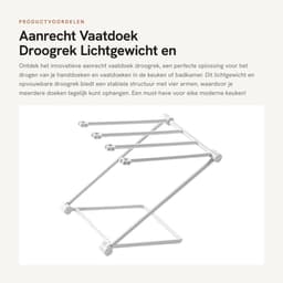 Dailygoods- Vaatdoek Droogrek Lichtgewicht - Opvouwbaar - Handdoekhouder - 4 Armen - Keuken - Duurzaam Ontwerp — thumbnail 3