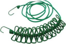 Elastische Waslijn - Reis Waslijn - Kleding Drogen - Met Wasknijpers - 190 cm - Groen — thumbnail 5