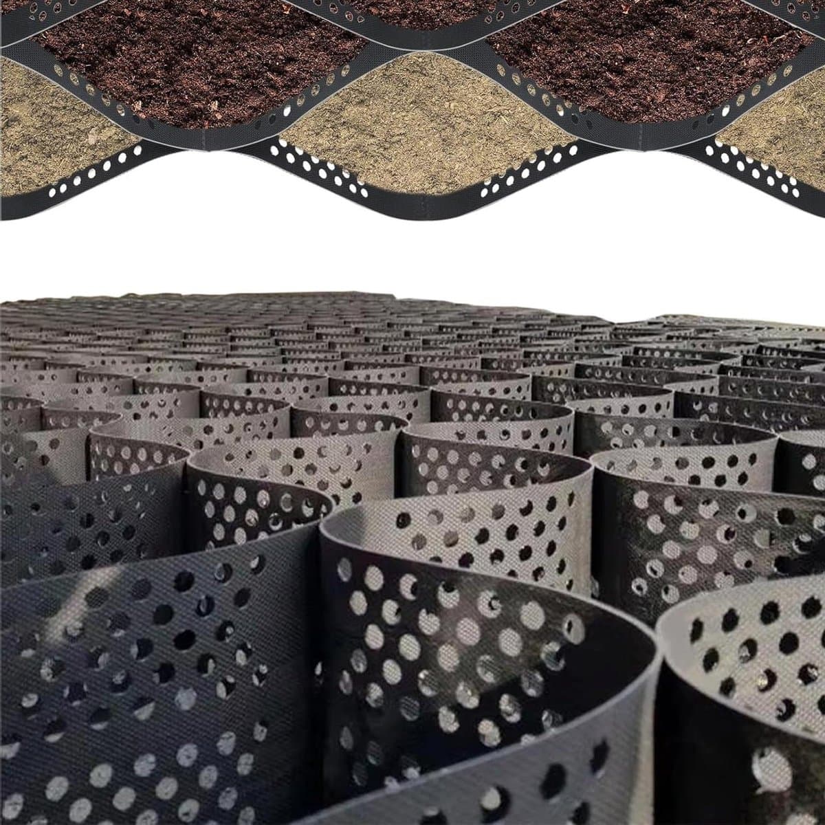 Grondstabilisatierooster - Grindrooster Oprit - Oprit Versterken - Hoge Belastbaarheid - 5 cm Hoog - Zwart — afbeelding 1