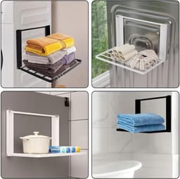 Uitbreidbaar Magnetisch Wasmachine Rek 41x25cm, Inklapbaar Droogrek en Opbergplank voor Wasruimte en Keuken, Perfect voor Organisatie en Ruimtebesparing — thumbnail 4