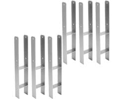H-paalanker, 6 stuks, H-anker, paaldrager, grondanker voor palen, H-paalschoen voor omheining en broeikas, vierkante houten palen (111 x 600 mm)