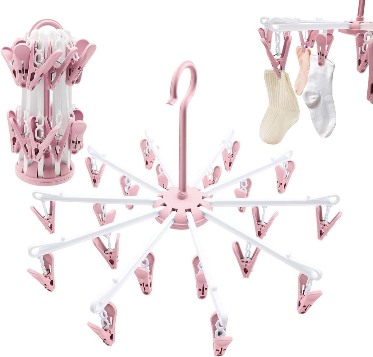 Droogrek voor Sokken en Ondergoed met 40 Clips, Vouwbare Hanger voor Kleine Kleding, Ideaal voor Thuisgebruik en Reizen — afbeelding 1