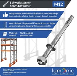 Zwaar Gebruik Ankers - Wigankers Betonanker - Doorsteekmontage Luifels - Gegalvaniseerd Hoge Kwaliteit - M12 x 180mm — thumbnail 5