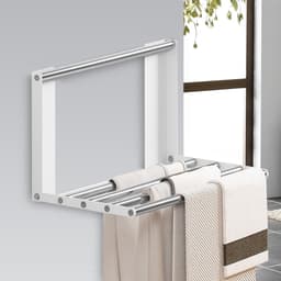 Magnetisch wasmachine-rek, telescopisch wasrek, ruimtebesparend voor badkamer, slaapzaal, appartement, multifunctionele opbergoplossing voor schone kleding — thumbnail 5