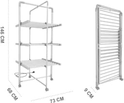 Calviero® Elektrisch droogrek - Wasrek - Verwarmd - Aluminium - 143 x 72 x 9 cm — thumbnail 2