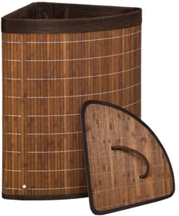 1 stuk - Wasmand - Inhoud 55 liter - Met afneembaar deksel - Geschikt voor opslag en badkamer - 38 cm x 38 cm x 57 cm - Bruin — thumbnail 2