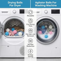 Wasdroger Balls Herbruikbare Anti Static 6 Pack, Mini Spiky Washer Agitator voor Huisdieren Haarverwijdering, Wasmachine Balls om Rimpels te verminderen, Droogtijd voor Fluffing Down Jacket, Beddengoed (Assorteerde Kleuren) — thumbnail 1