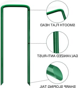 U-vormige grondankers van roestvrij staal - 100 stuks premium anti-roest tuinpalen voor onkruiddoek, hekwerk en kamperen — thumbnail 3