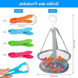 50 Stuks Winddichte Plastic Wasknijpers met Mand, Ideaal voor Waslijnen en Hangers, Duurzaam en Handig in Gebruik — thumbnail 5