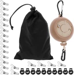 Uittrekbare Waslijn - Camping Waslijn - Kleding Drogen - Met Gespen Clips - 10 Meter - Abrikoos — thumbnail 1