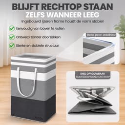Vicon Wasmand - 75L - Opvouwbaar - Waterafstotend - Waszak voor wasgoed - Wassorteerder - Organizer kleding - Wasbox — thumbnail 2