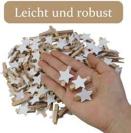 Dailygoods- Sterren Wasknijpers 105 Stuks - Houten Klemmen - Decoratieve Clips - Handwerk Klemmen - Kerstmis Decoratie - Veilig Materiaal — thumbnail 2