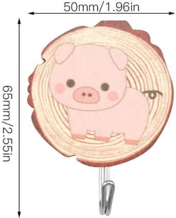 Dailygoods- Haken 6 Stuks - Zelfklevende Houten Dierenhaken - Wandhaken voor Kleding/Sleutels/Hoeden - Kindvriendelijk/Milieuvriendelijk - Maximaal 2,5 kg Belastbaar - Kinderhaken — thumbnail 3