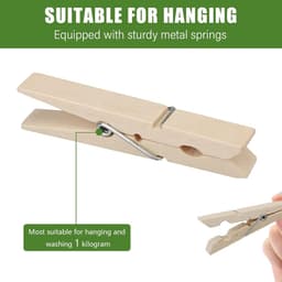 Houten Was Knijpers - Kledinghangers - Kleding Drogen - Milieuvriendelijk Materiaal - 100 Stuks - Natuurlijk Hout — thumbnail 4