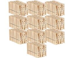 Houten Wasknijpers - Kledingklemmen Natuurlijk Hout - Wasgoed Ophangen - Onbehandeld Hardhout - 73 mm - Houtkleur