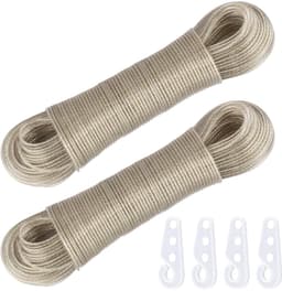 Dailygoods- Waslijn 50 m - Waslijn met stalen kern 3 mm - Weerbestendig - Extra sterke waslijn - Ideaal voor tuin/camping - Duurzaam en flexibel - Waskoord — thumbnail 1