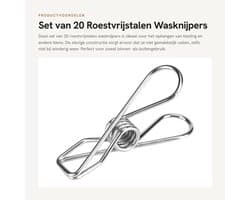 Dailygoods - Set van 20 Roestvrijstalen Wasknijpers voor Kleding