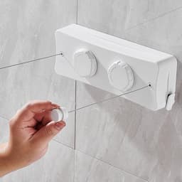 Verstelbare Binnenwaslijn met Twee Lijnen, Wandgemonteerd, Ideaal voor Balkon, Badkamer en Wasruimte, Rvs Touw voor Efficiënte Droogoplossingen — thumbnail 1