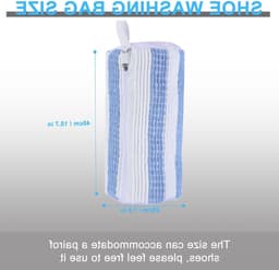 Set van 2 waszakken voor schoenen, herbruikbare en robuuste waszakken, 40 x 20 cm, met rits, ideaal voor schoenbescherming en wasgoedorganisatie, blauw + wit — thumbnail 2