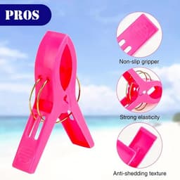 Strandhanddoekclips - Wasknijpers - Strand Genieten - Felgekleurd - 8 Stuks - Multicolor — thumbnail 2