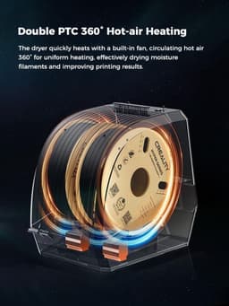 Filament Dryer - Droogbox - 3D Printen - Snelle Dubbele Verwarming - 2 Spoelen Opslag - Zwart — thumbnail 4