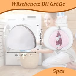 5 stuks wasnet, beha, wasnet voor wasmachine, waszakje voor ondergoed en sokken, beha-net voor wasmachine, halve cirkelvorm, 19 x 17 cm, beschermt gevoelige kleding — thumbnail 3