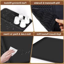 Silicone Koffiemat 60x40 cm - 2-in-1 Antislip Beschermmat voor Werkblad en Espresso Machine, Waterdicht en Warmtebestendig, Ideaal voor Koffieliefhebbers — thumbnail 3