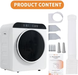 Re-purelife® wasdroger compact met 6 programma's - droogtrommel van ABS met UV- en hoge temperatuursterilisatie - wanddroger met timer en kinderslot - modern wit 49,5 × 42 × 59,5 cm — thumbnail 1